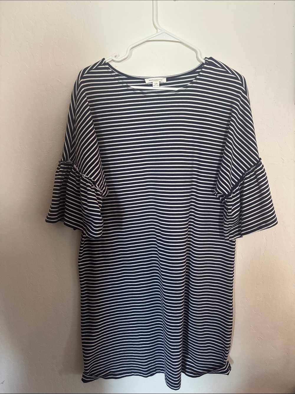 beachlunchlounge Navy and White Striped Dress